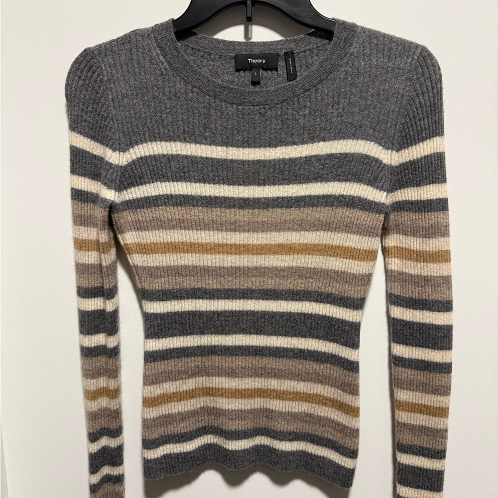Theory Women's Multicolor Striped Sweater 100% Wool Size S